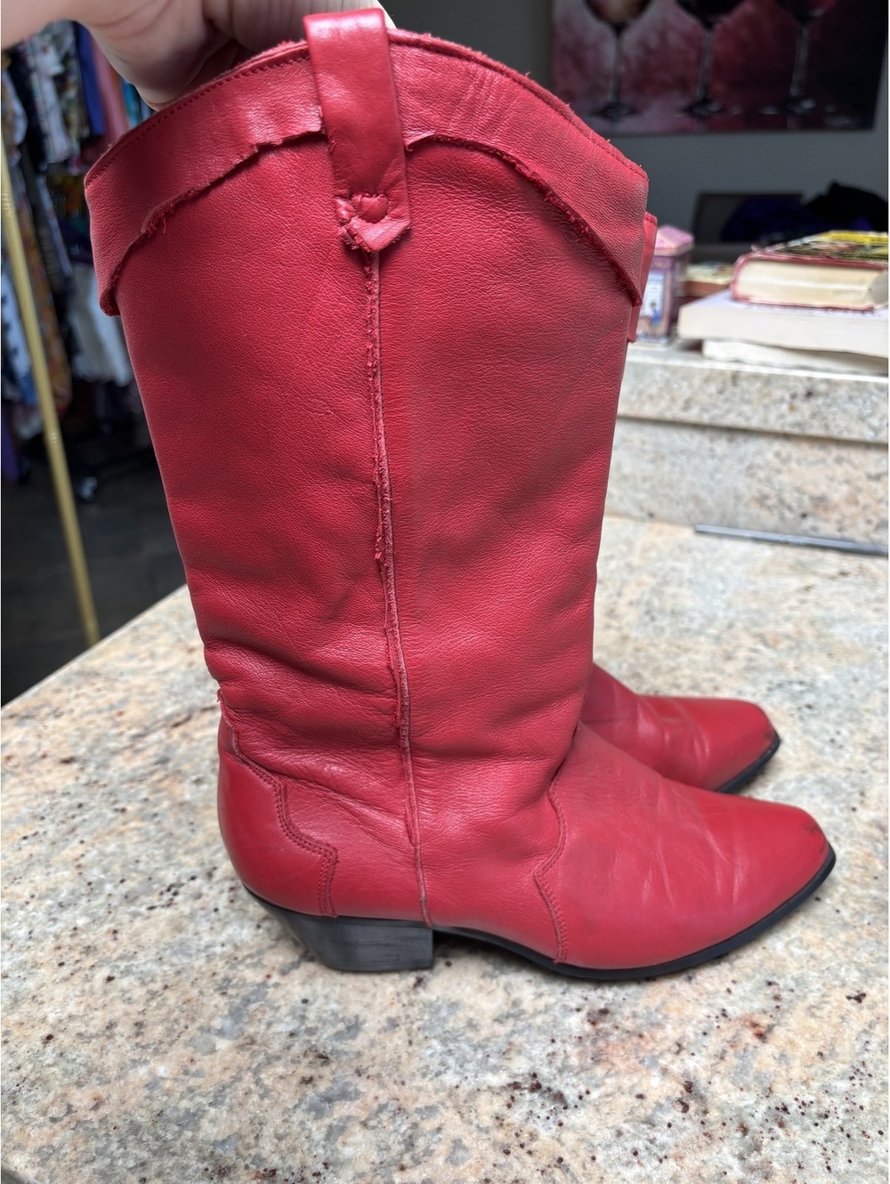 Vintage Dingo red leather western boots women's size 7